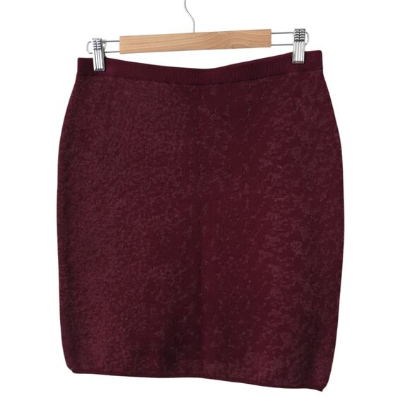 NWT Eileen Fisher Merino Wool Pencil Skirt Burgundy Womens XS Pull On Soft $188 - Picture 1 of 7